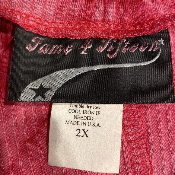 P womens Fame for Fifteen pink short sleeve stretch plus size top 2X - Picture 3 of 4